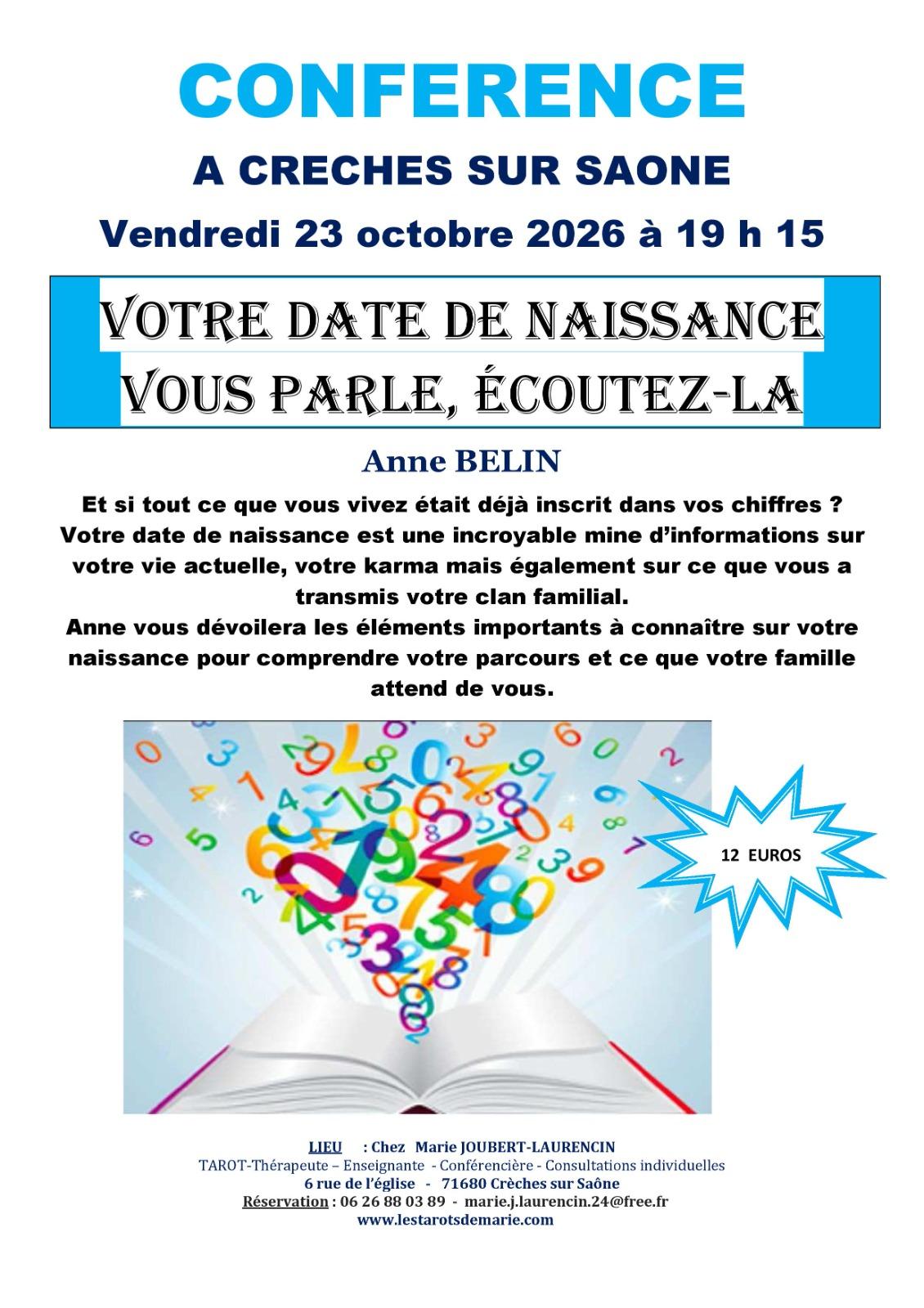 Conférence : Votre date de naissance vous parle, écoutez-la.